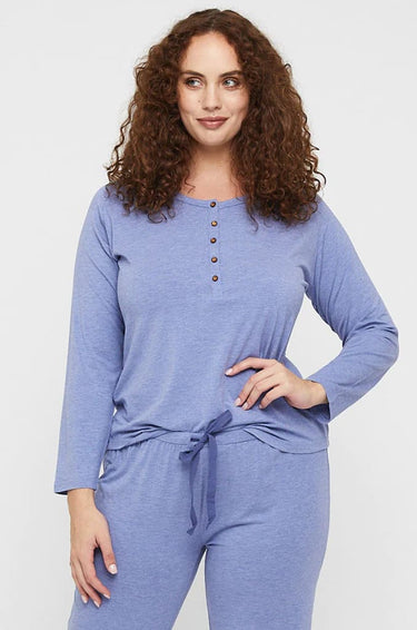 Organic Bamboo Long Sleeve Nursing Henley Top